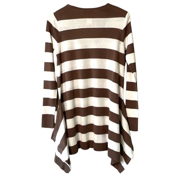 TOMMY BAHAMA Cotton Blend Brown Stripe Tunic Length Vee Neck Light Sweater Sz S - Picture 3 of 7